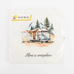 Serviette Home is everywhere Camper creme braun beige grün grau 33x33cm 3lagig 20 Stück