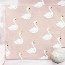Serviette Lovely Swan rosa weiß 33x33cm 3lagig 20 Stück