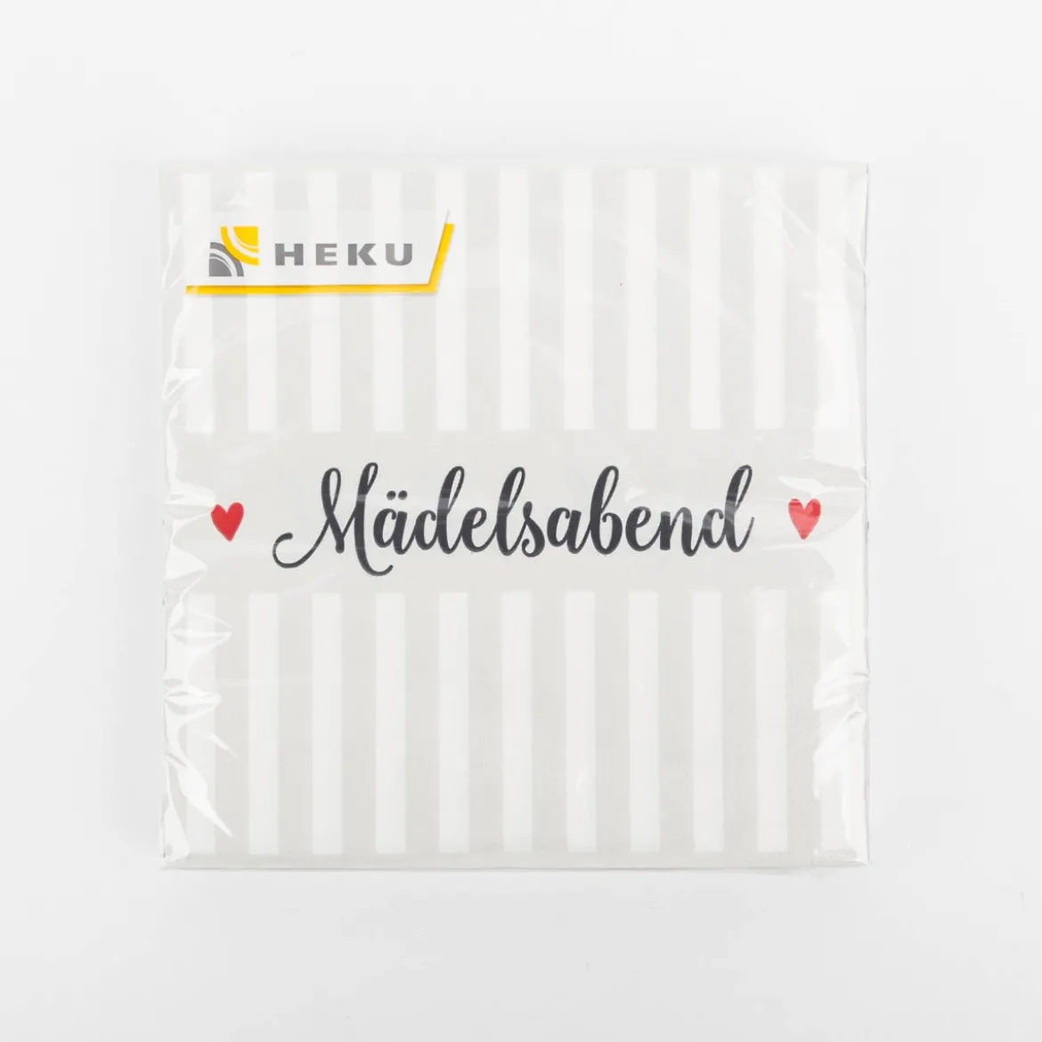Serviette Mädelsabend gestreift grau weiß rot 33x33cm 3lagig 20 Stück