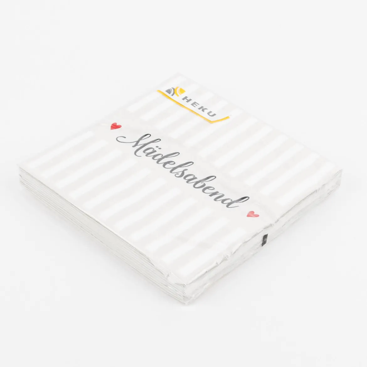 Serviette Mädelsabend gestreift grau weiß rot 33x33cm 3lagig 20 Stück