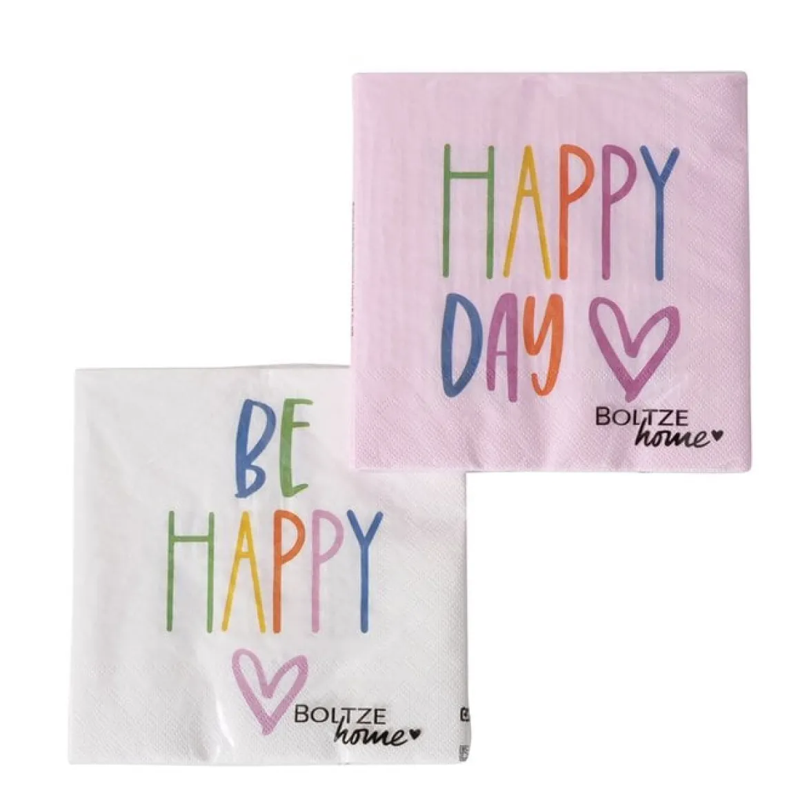 Servietten Happy 20 Stück weiß-bunt oder rosa-bunt 33x33cm