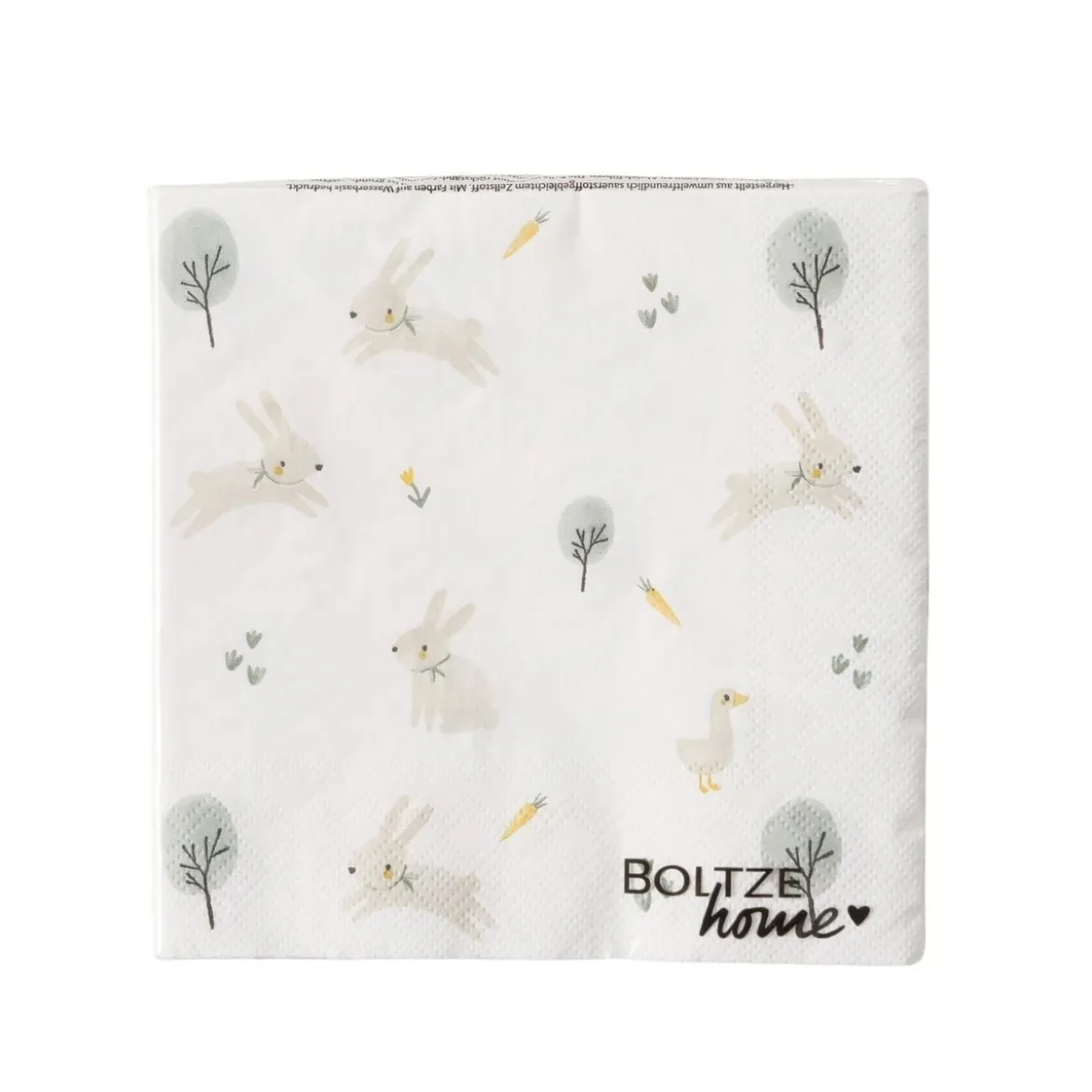 Servietten Häschen 20 Stk 3-lagig 33x33cm FSC Papier weiß oder grün von Boltze