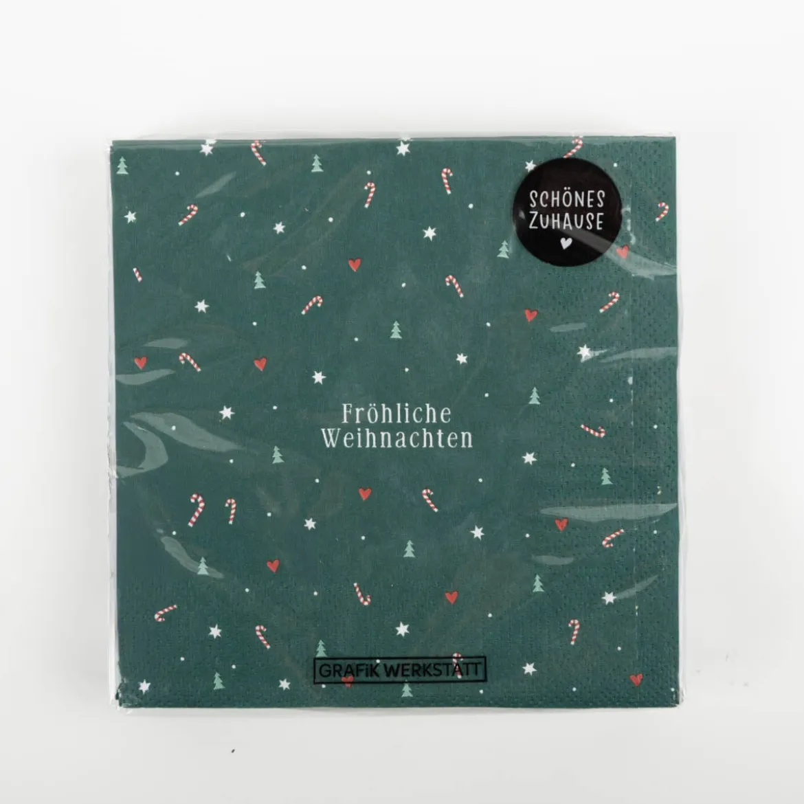 Servietten klein "Fröhliche Weihnachten" grün 25x25cm 3lagig 20 Stück von Grafik Werkstatt