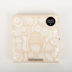 Servietten klein "Kleiner Glücksmoment" Blumen beige 25x25cm 3lagig 20 Stück von Grafik Werkstatt