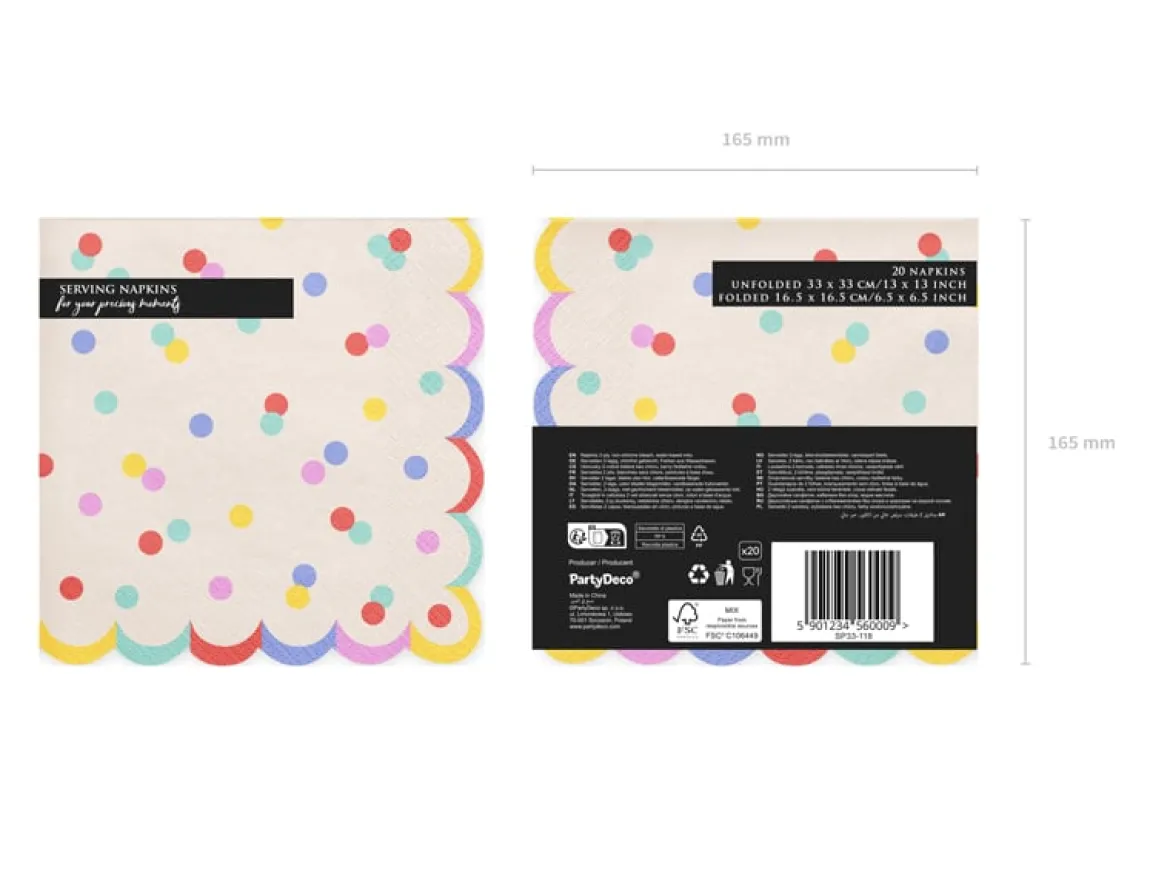 Servietten Konfetti bunt 33x33cm 20 Stück