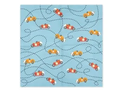 Servietten mit Autos hellblau rot orange 33x33cm 2lagig 12 Stück