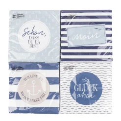 Servietten Zuhause ist, wo der Anker fällt Streifen Anker blau beige weiß 33x33cm 3lagig 20 Stück von La Vida