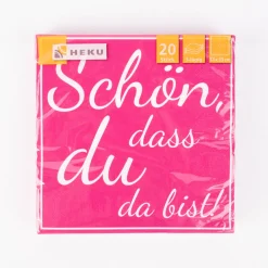Serviette Schön, dass du da bist pink weiß 33x33cm 3lagig 20 Stück