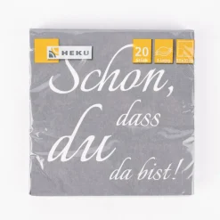 Serviette Schön, dass du da bist grau weiß 33x33cm 3lagig 20 Stück