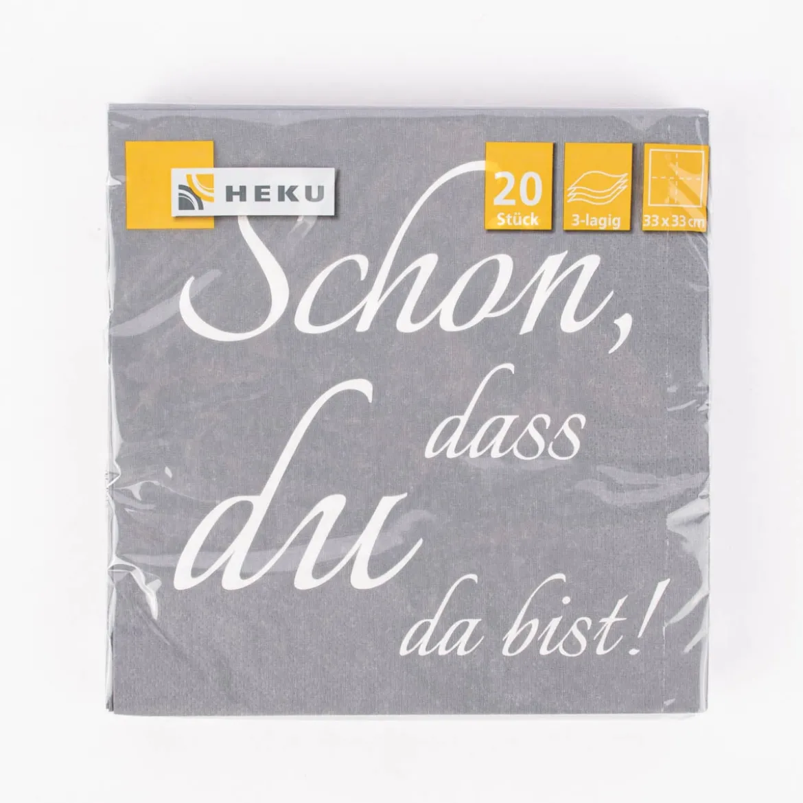 Serviette Schön, dass du da bist grau weiß 33x33cm 3lagig 20 Stück