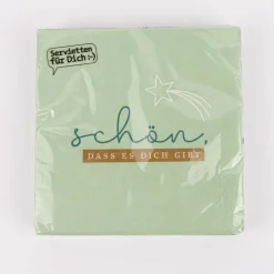 Serviette schön, dass es dich gibt mingrün blau gold weiß 33x33cm 3lagig 20 Stück von La Vida