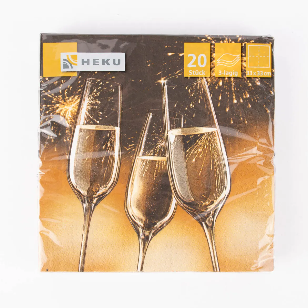 Serviette Sektgläser schwarz goldfarbig 33x33cm 3lagig 20 Stück