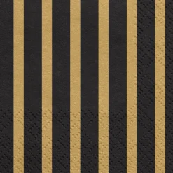 Serviette Streifen schwarz gold 33x33cm 3lagig 20 Stück