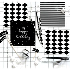 Serviette Streifen schwarz weiß 33x33cm 3lagig 20 Stück