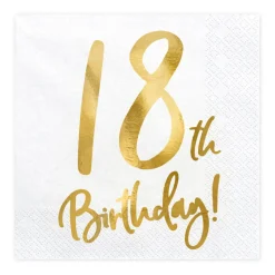 Serviette 18th Birthday weiß gold 33x33cm 3lagig 20 Stück