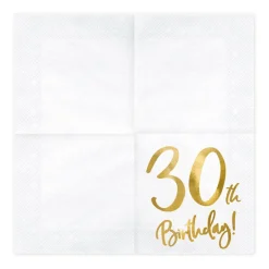 Serviette 30th Birthday weiß gold 33x33cm 3lagig 20 Stück