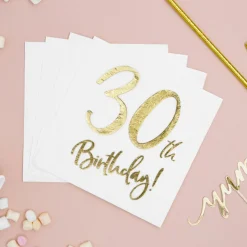 Serviette 30th Birthday weiß gold 33x33cm 3lagig 20 Stück