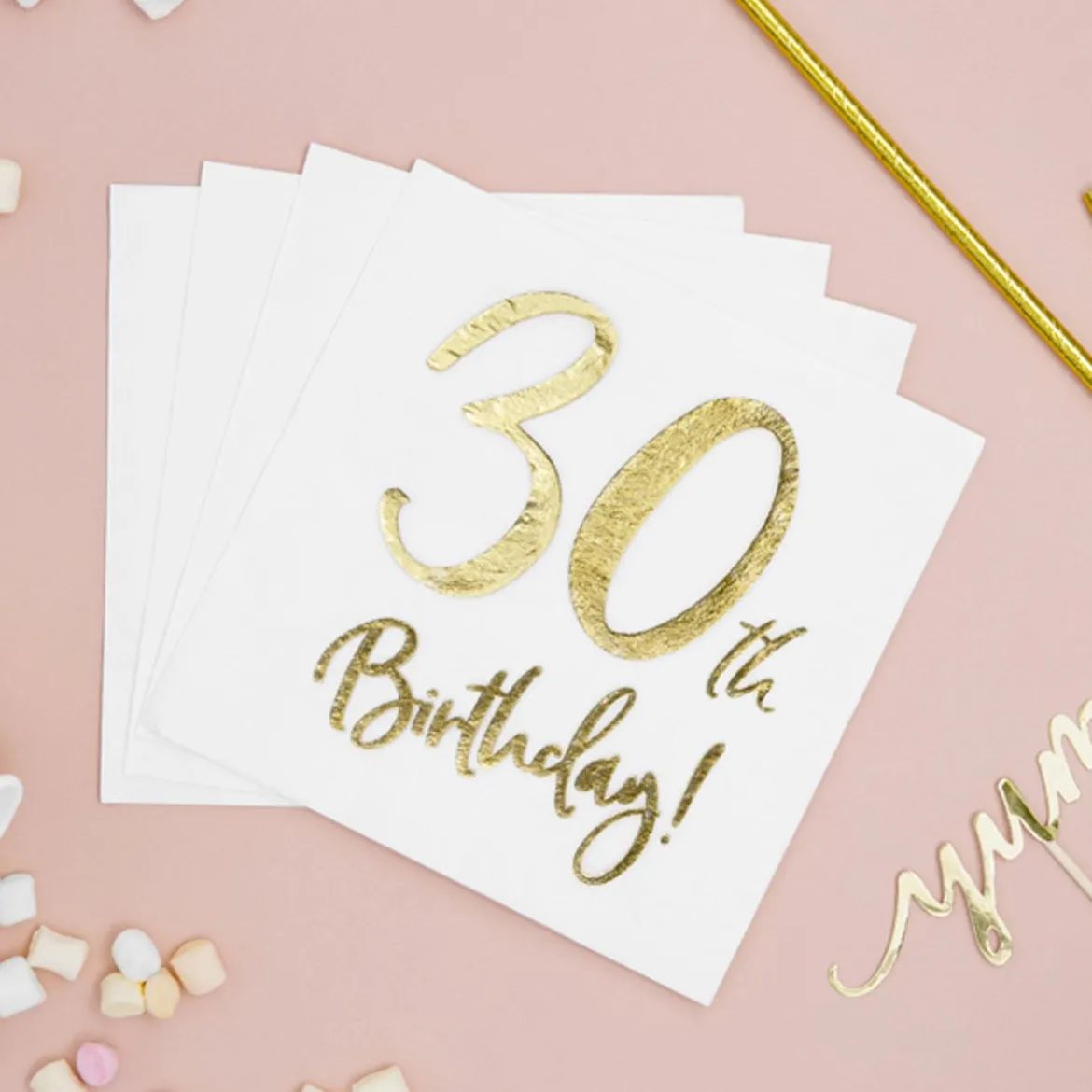 Serviette 30th Birthday weiß gold 33x33cm 3lagig 20 Stück