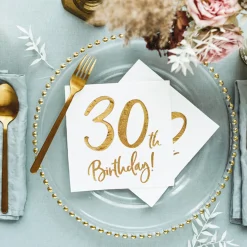 Serviette 30th Birthday weiß gold 33x33cm 3lagig 20 Stück