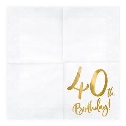 Serviette 40th Birthday weiß gold 33x33cm 3lagig 20 Stück