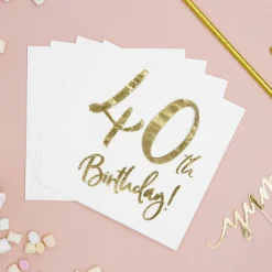 Serviette 40th Birthday weiß gold 33x33cm 3lagig 20 Stück