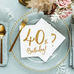 Serviette 40th Birthday weiß gold 33x33cm 3lagig 20 Stück