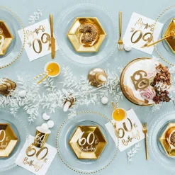 Serviette 60th Birthday weiß gold 33x33cm 3lagig 20 Stück