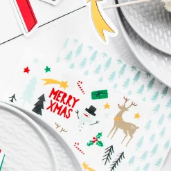 Serviette Weihnachtsbäume weiß grün 33x33cm 3lagig 20 Stück