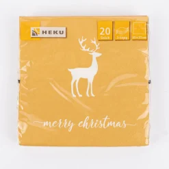 Serviette X-MAS Deer Merry Christmas Hirsch gelb weiß 33x33cm 3lagig 20 Stück