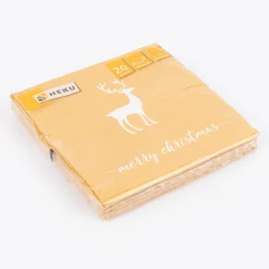 Serviette X-MAS Deer Merry Christmas Hirsch gelb weiß 33x33cm 3lagig 20 Stück