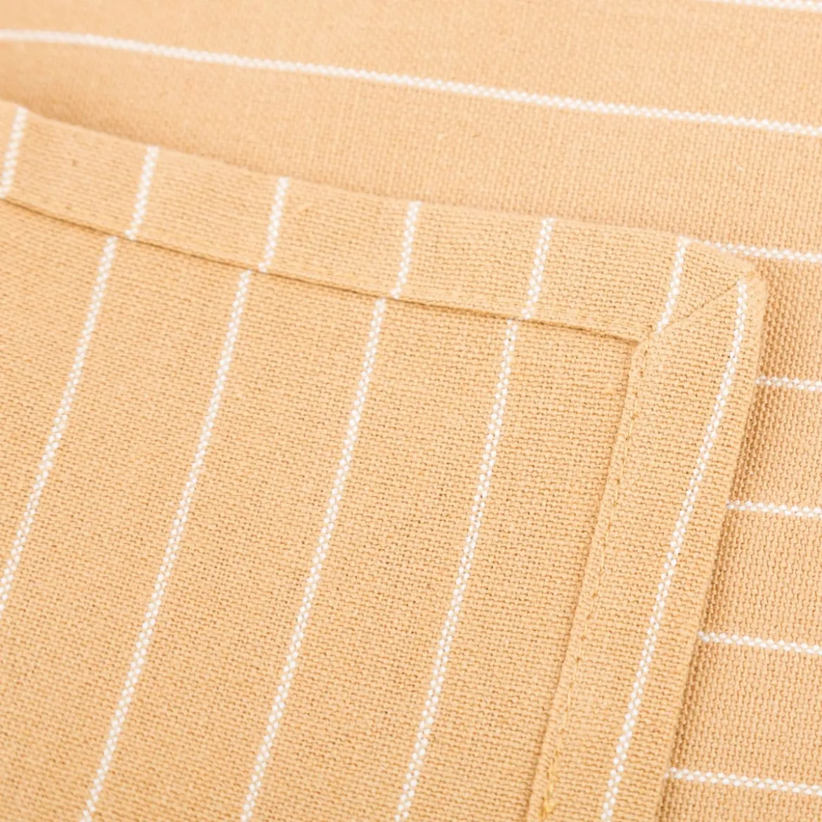 Set aus 4 Platzsets und 4 Servietten gestreift sandgelb weiß 50x35cm und 40x40cm von Linen & More