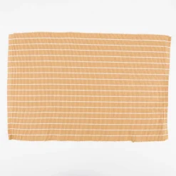 Set aus 4 Platzsets und 4 Servietten gestreift sandgelb weiß 50x35cm und 40x40cm von Linen & More