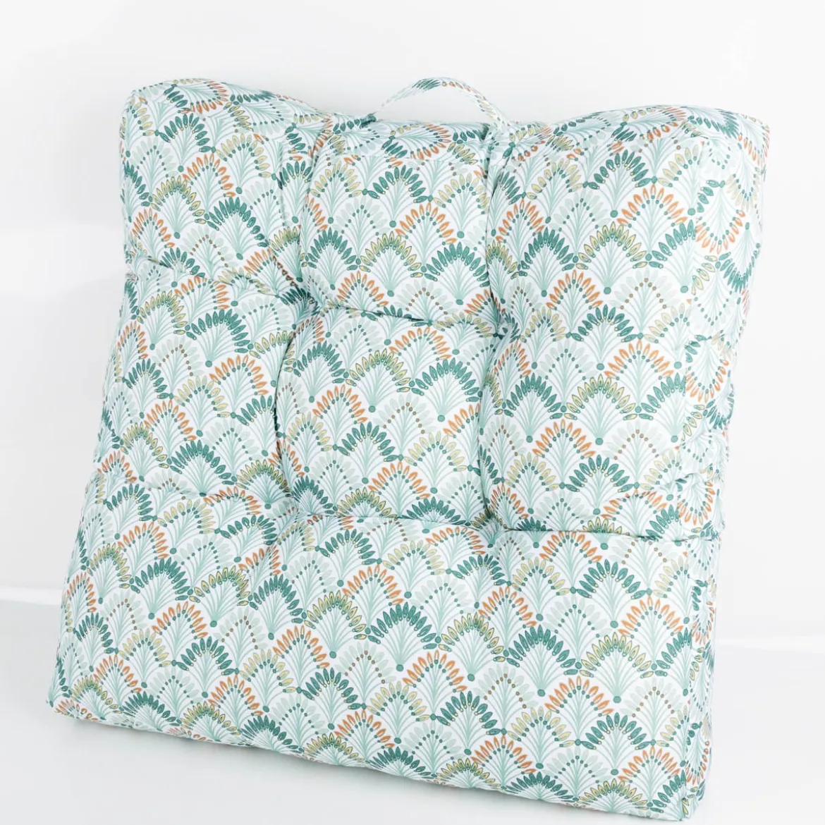 Sitzkissen Bodenkissen Blätter weiß grün 60x60x12cm