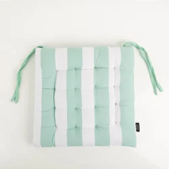 Sitzkissen mit Bindebändern zweiseitig Streifen mint weiß 38x38cm