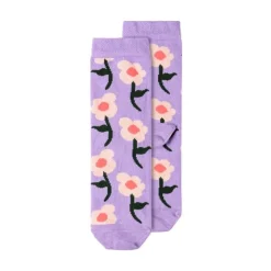 Socken Blumen lila rosa Größe 31-34