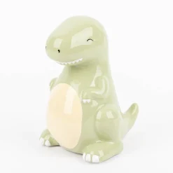 Spardose Dinosaurier T-Rex aus Steinzeug grün 10x14x12cm von Sass & Belle