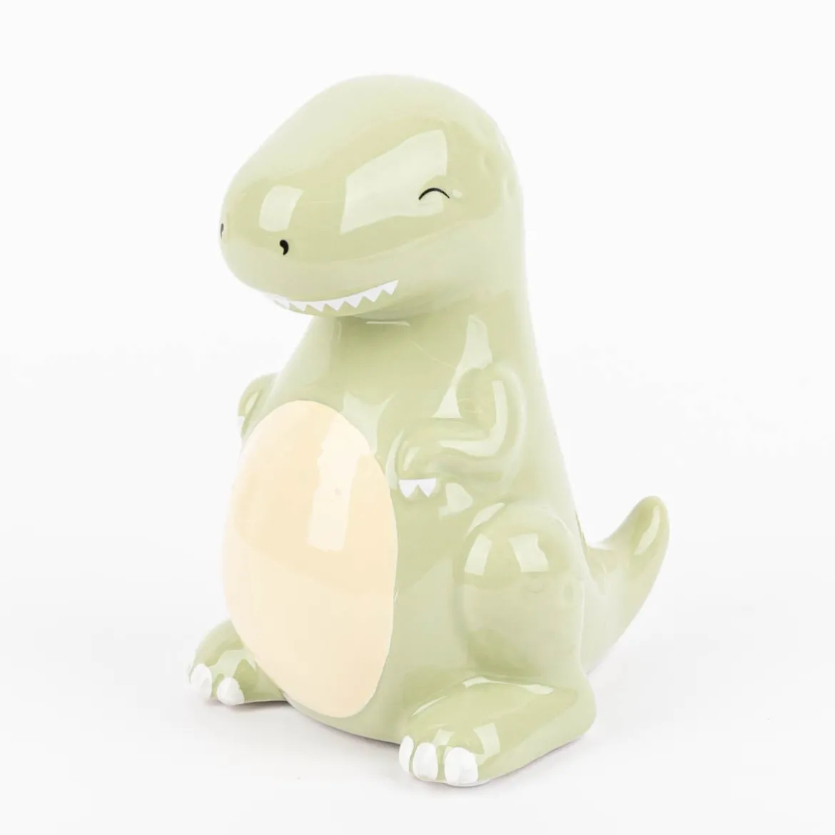 Spardose Dinosaurier T-Rex aus Steinzeug grün 10x14x12cm von Sass & Belle