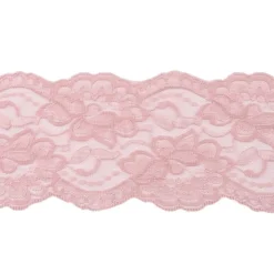 Spitze elastisch Blumen altlila Meterware Breite: 9,5cm