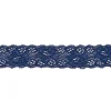 Spitze elastisch Blumen dunkelblau Meterware Breite: 3cm