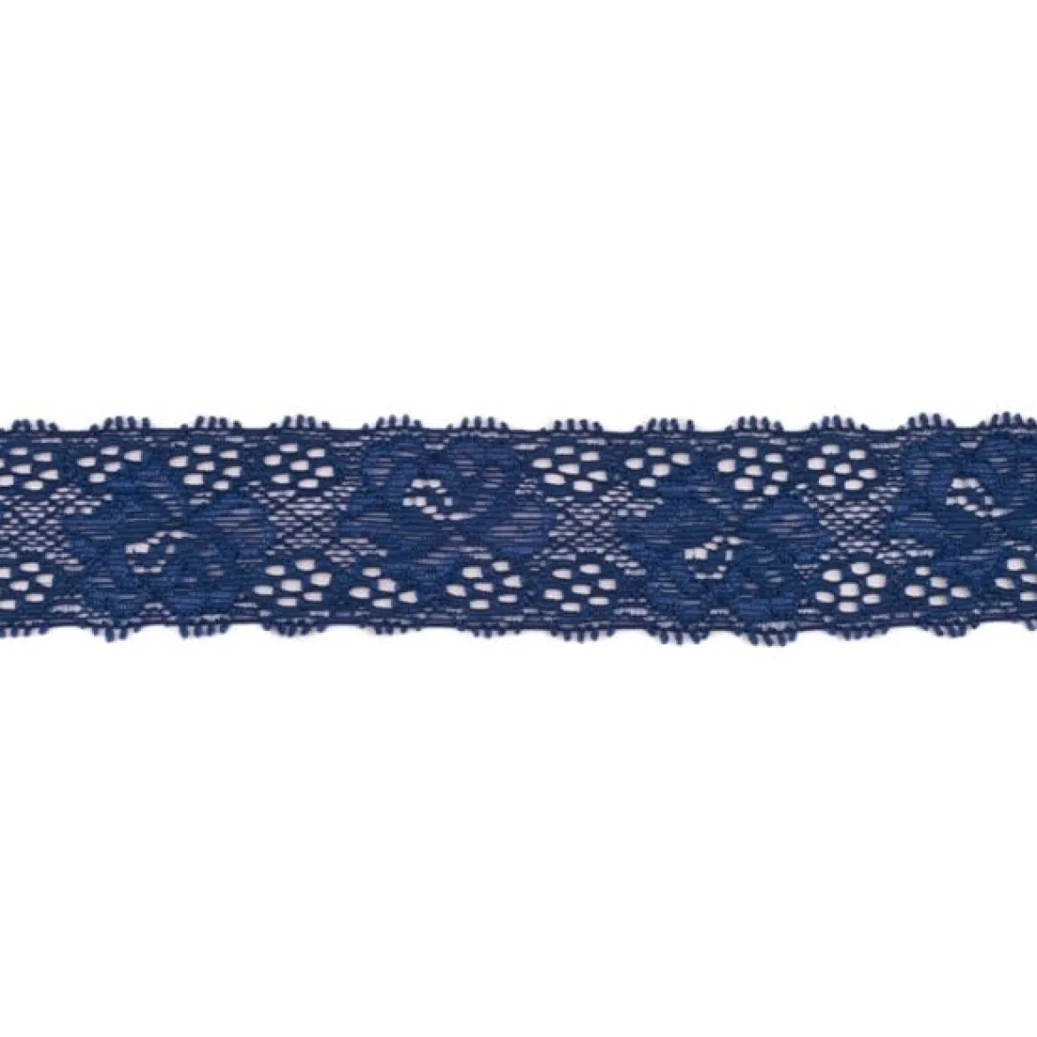 Spitze elastisch Blumen dunkelblau Meterware Breite: 3cm