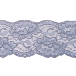 Spitze elastisch Blumen dunkelgrau Meterware Breite: 9,5cm