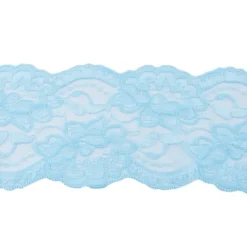 Spitze elastisch Blumen hellblau Meterware Breite: 9,5cm