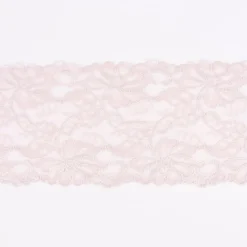 Spitze elastisch Blumen Meterware puder rosa Breite: 15cm