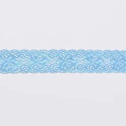 Spitze elastisch Blumen Meterware türkis Breite: 3cm