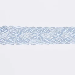 Spitze elastisch Blumen Meterware hell jeansblau Breite: 3cm