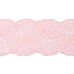 Spitze elastisch Blumen rosa Meterware Breite: 9,5cm
