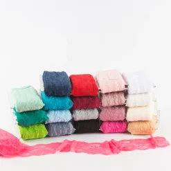 Spitze elastisch Blumen rot Meterware Breite: 9,5cm
