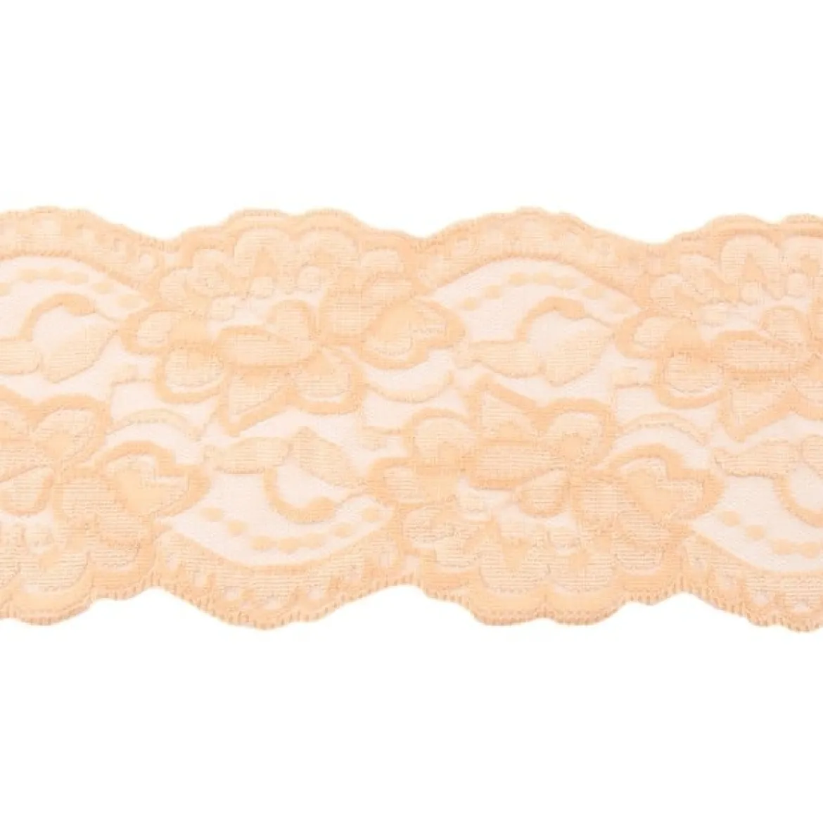Spitze elastisch Blumen sand Meterware Breite: 9,5cm