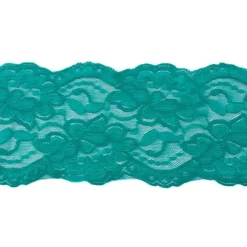 Spitze elastisch Blumen smaragd grün Meterware Breite: 9,5cm