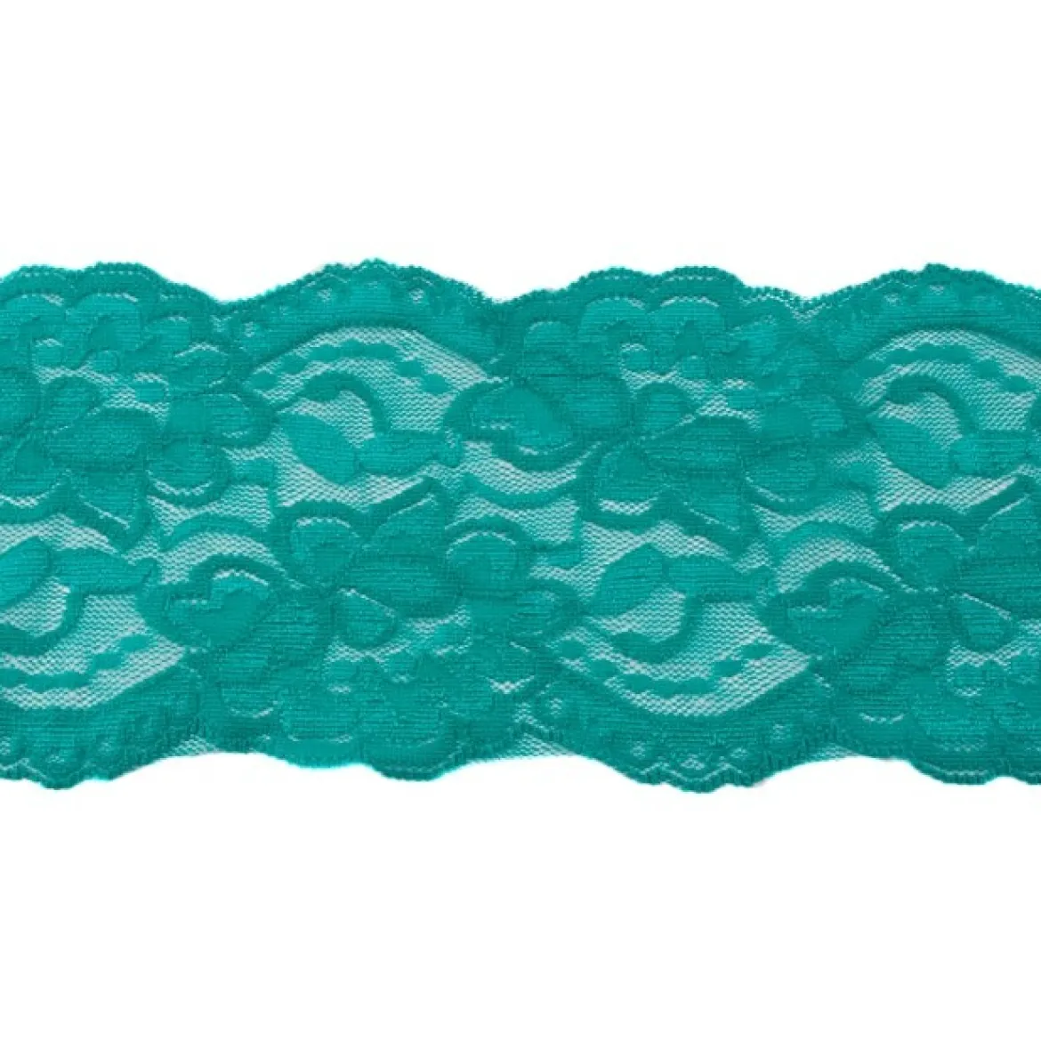 Spitze elastisch Blumen smaragd grün Meterware Breite: 9,5cm